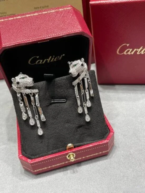 Cartier's Panther Motif Tassel Drop Earrings - Picture 4 of 10